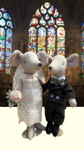 Hochzeitsmäuse Paar in Box, Mama und Papa