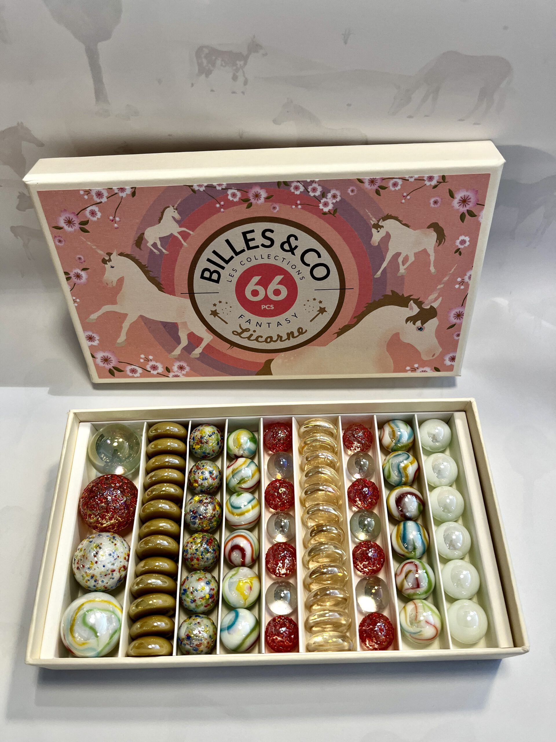 Billes & Co. - Box Einhorn, 64 Murmeln und Muggelsteine